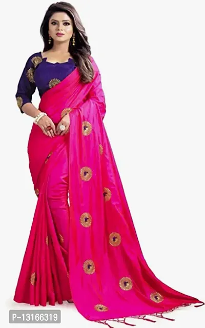 Stylish Silk Blend Pink Woven Design Saree with Blouse piece For Women-thumb0