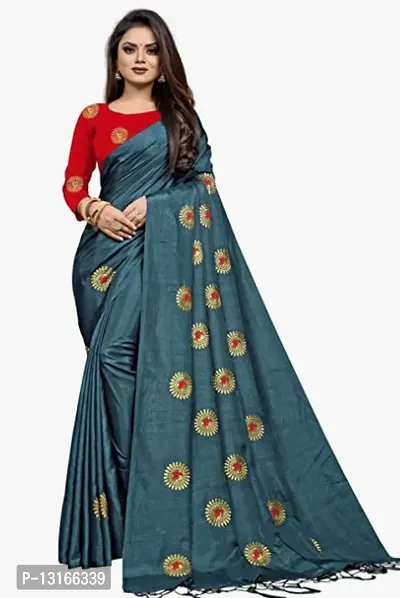 Stylish Silk Blend Sea Green Woven Design Saree with Blouse piece For Women