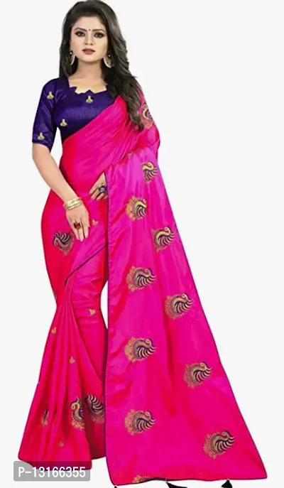 Stylish Silk Blend Pink Woven Design Saree with Blouse piece For Women-thumb0