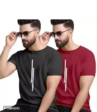 Stylish Polyester Round Neck Tees For Men-Pack Of 2-thumb0