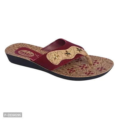 Elegant Maroon PU Self Design Fashion Flats Sandal For Women