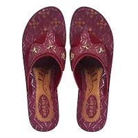 Elegant Maroon PU Self Design Fashion Flats Sandal For Women-thumb1