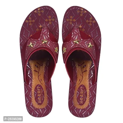 Elegant Maroon PU Self Design Fashion Flats Sandal For Women-thumb2