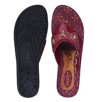 Elegant Maroon PU Self Design Fashion Flats Sandal For Women-thumb2