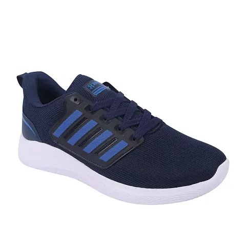 Stylish Navy Blue Synthetic Sports Shoes For Men