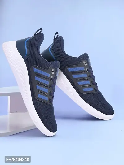 Stylish Navy Blue Synthetic Sports Shoes For Men-thumb5