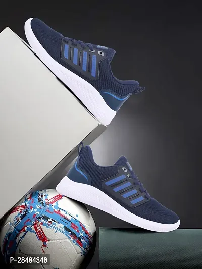Stylish Navy Blue Synthetic Sports Shoes For Men-thumb4
