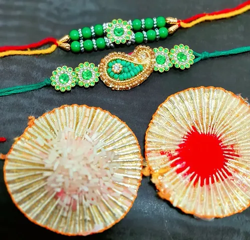 Combo of 2 Designer Rakhi With Roli Chawal