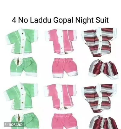 4 No Laddu Gopal Thakur Ji Kanha Ji Radha Rani Night Suit Dress Pack Of 6