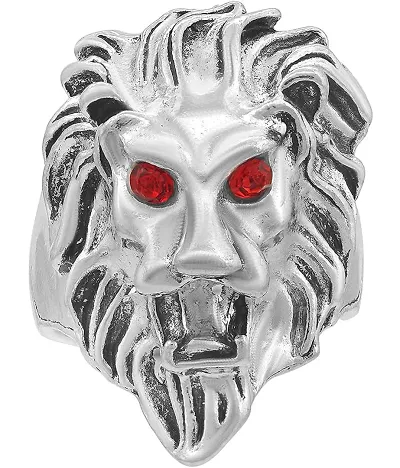 Style Metal Alloy King Lion Head Ring for Men