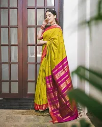 Stylish Yellow Cotton Printed Saree With Blouse Piece For Women-thumb3