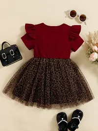 Stylish Maroon Cotton Self Pattern Dresses For Girls-thumb1