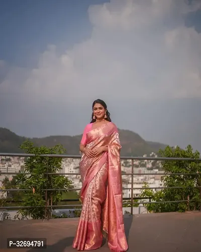 Stylish Pink Cotton Printed Saree With Blouse Piece For Women-thumb2