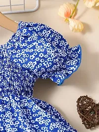 Stylish Blue Cotton Printed Dresses For Girls-thumb3