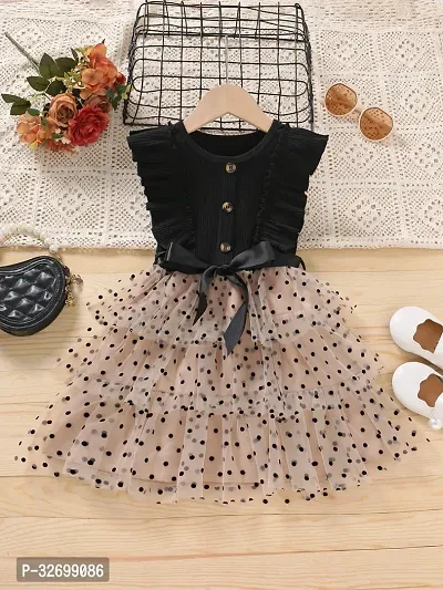 Stylish Black Cotton Printed Dresses For Girls-thumb0