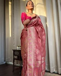 Stylish Peach Cotton Printed Saree With Blouse Piece For Women-thumb1