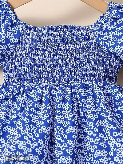 Stylish Blue Cotton Printed Dresses For Girls-thumb5