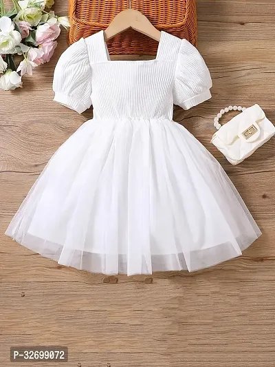 Stylish White Cotton Solid Dresses For Girls-thumb2