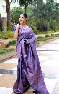 Stylish Blue Cotton Printed Saree With Blouse Piece For Women-thumb3