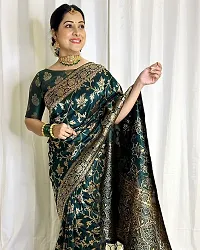 Stylish Green Cotton Printed Saree With Blouse Piece For Women-thumb3