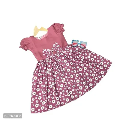 Stylish Pink Cotton Printed Dresses For Girls-thumb0