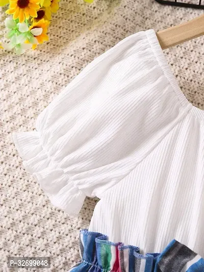 Stylish White Cotton Striped Dresses For Girls-thumb4