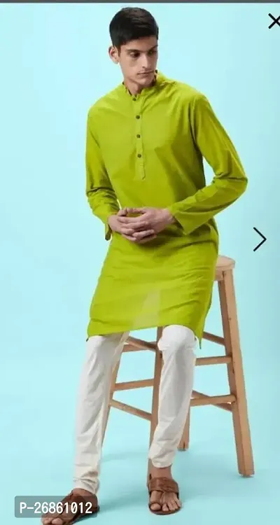 Reliable Green Cotton Blend Solid Kurta And Pajama Sets For Mens-thumb0