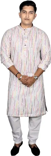 Reliable Off Blend Solid Kurta And Pajama Sets For Mens