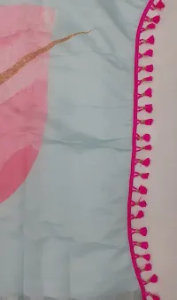 BH BANDHANI HUB Women's Digital Leaf Design Saree with Unstitched Blouse Piece | Organza Fancy Tassels In Pallu | Gorgeous Look | Sari for Girls  Women | Sky Blue, Pink ndash; OBP-thumb1