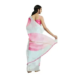 BH BANDHANI HUB Women's Digital Leaf Design Saree with Unstitched Blouse Piece | Organza Fancy Tassels In Pallu | Gorgeous Look | Sari for Girls  Women | Sky Blue, Pink ndash; OBP-thumb4
