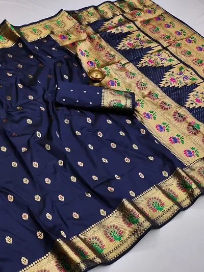 Paithani Silk Sarees With Running Blouse Piece