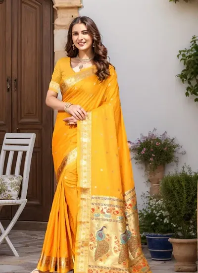 Elegant Silk Blend Saree with Blouse piece
