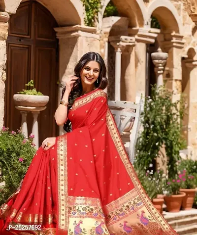 Beautiful Paithani Silk Saree With Blouse Piece-thumb0