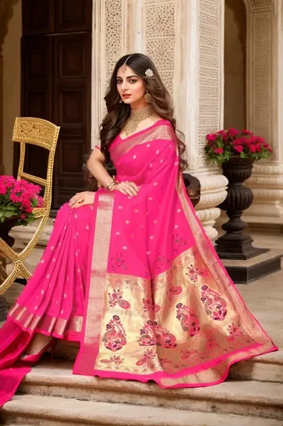 Beautiful Paithani Silk Sarees With Blouse Piece