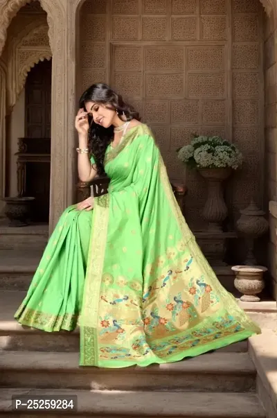Beautiful Paithani Silk Saree With Blouse Piece