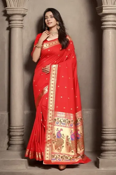 Beautiful Paithani Silk Sarees With Blouse Piece