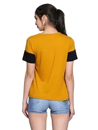 Yes'No Womens Round Neck Half Sleeve Color Block Cotton T-Shirt-thumb1