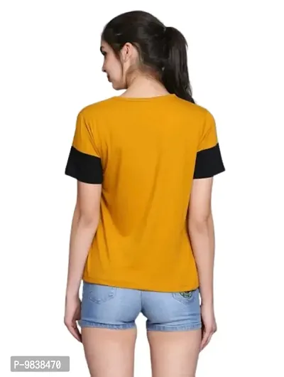 Yes'No Womens Round Neck Half Sleeve Color Block Cotton T-Shirt-thumb2