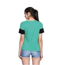 Yes'No Womens Round Neck Half Sleeve Color Block Cotton T-Shirt-thumb1