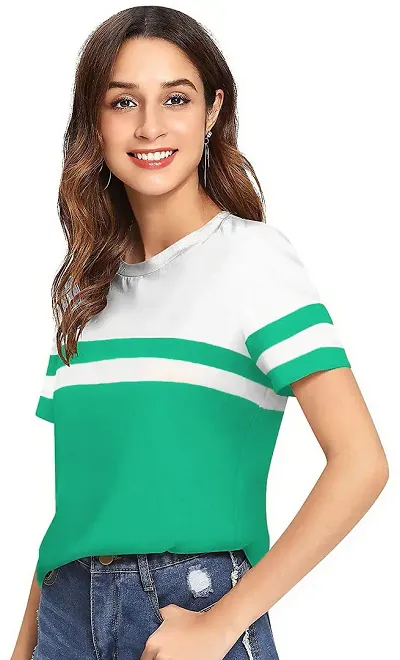 Yes'No Women's Round Neck Half Sleeve Multicolor Cotton T-Shirt