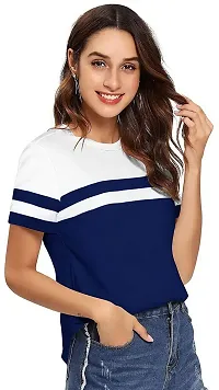 Yes'No Women's Round Neck Half Sleeve Multicolor Cotton T-Shirt (Blue, X-Large)-thumb3