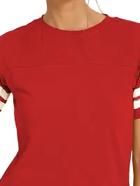 Yes'No Women's Round Neck Half Sleeve Stylish T-Shirt Red - Large-thumb3