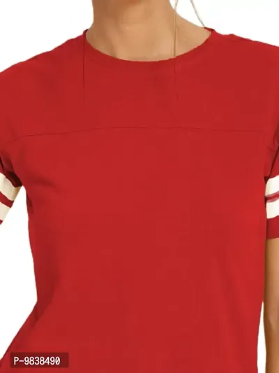 Yes'No Women's Round Neck Half Sleeve Stylish T-Shirt Red - Large-thumb4