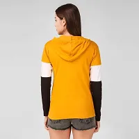 Yes'No Women's Full Sleeve Cotton Hooded T-Shirt (Mustard, Small)-thumb1