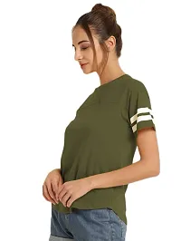 Yes'No Women's Round Neck Half Sleeve Stylish T-Shirt Olive - Large-thumb2