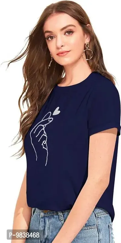 Yes'No Womens Round Neck Half Sleeve Hand Print Cotton T-Shirt-thumb3