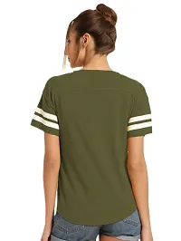 Yes'No Women's Round Neck Half Sleeve Stylish T-Shirt Olive - Large-thumb1