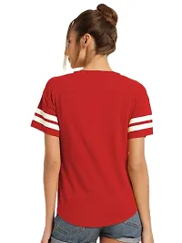 Yes'No Women's Round Neck Half Sleeve Stylish T-Shirt Red - Large-thumb1