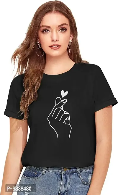 Yes'No Womens Round Neck Half Sleeve Hand Print Cotton T-Shirt