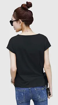 Yes'No Women's Short Sleeve Round Neck Cotton T-Shirt with Belt (Black, Large)-thumb1